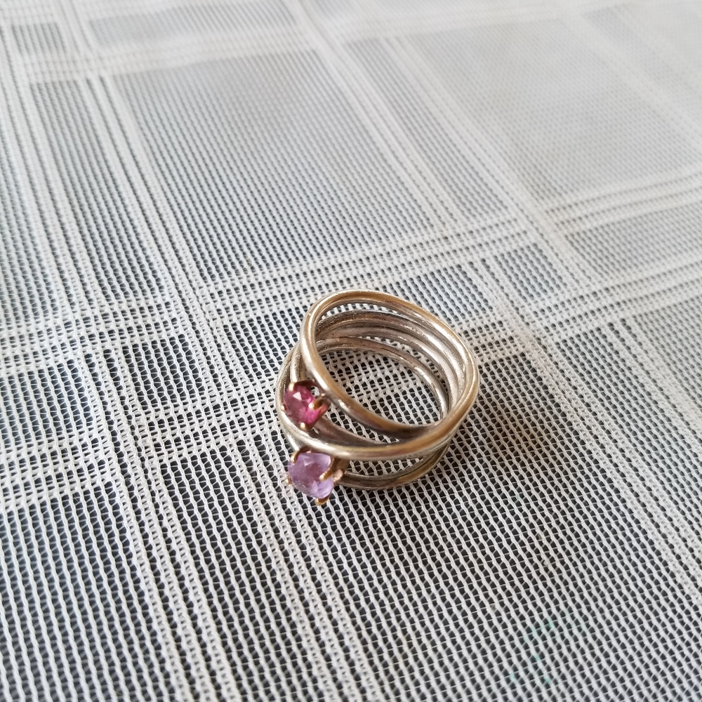 Silver Metal Ring w/Stones- 5" - 5-1/2"